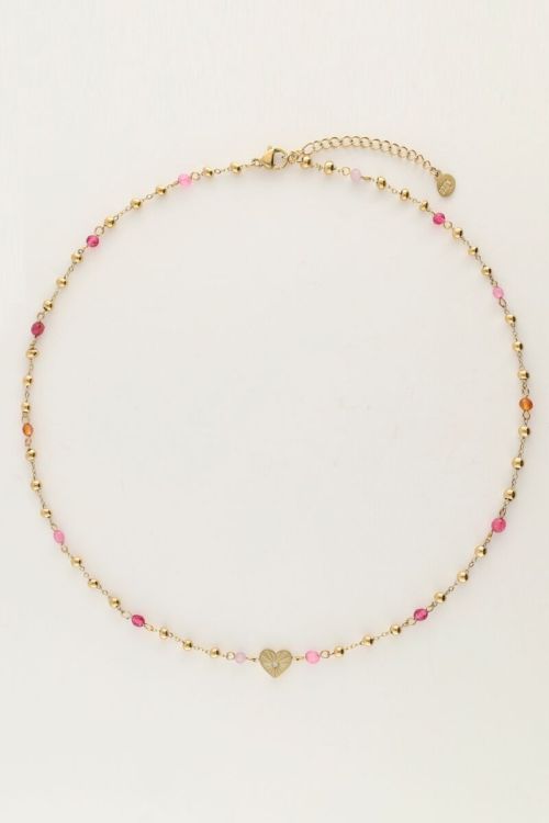 Necklace with heart and pink bead | My Jewellery