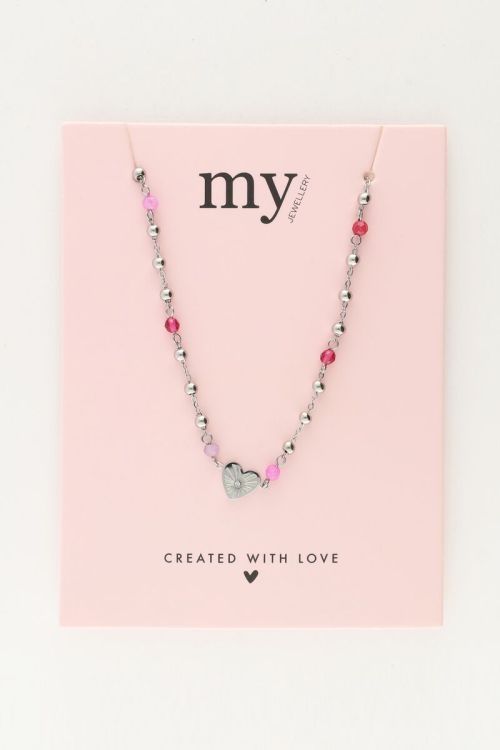 Necklace with heart and pink bead | My Jewellery