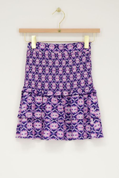 Blue smock skirt with pink print