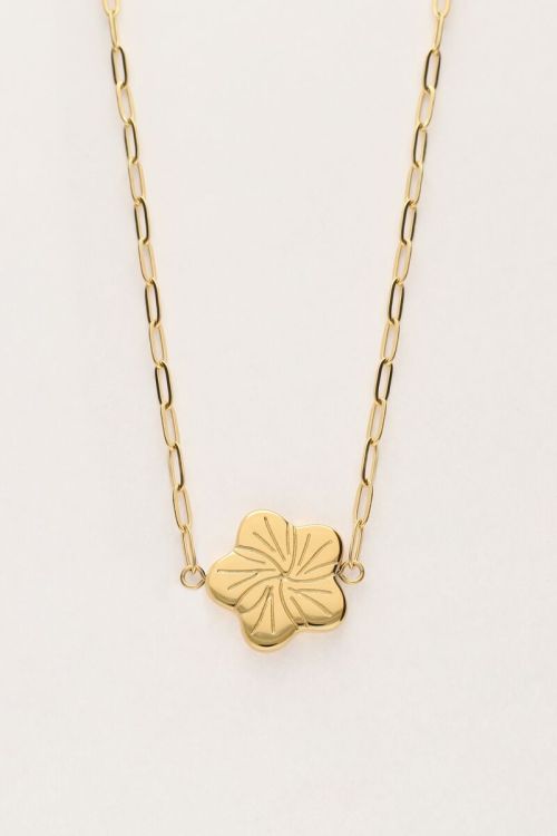 Art chain necklace with flower