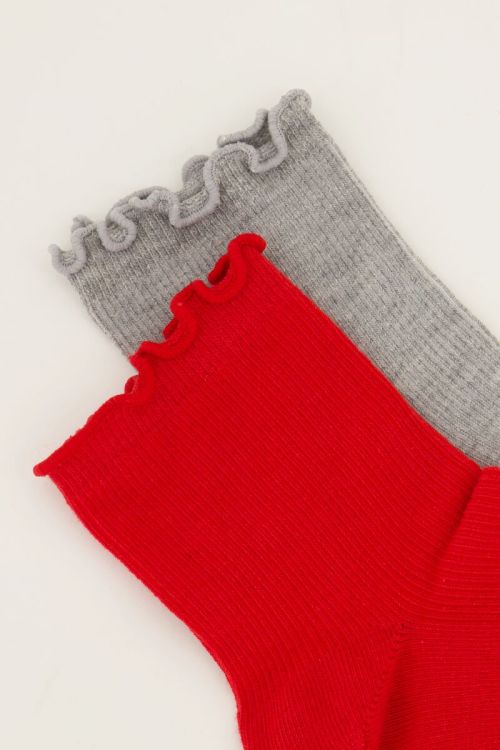 Red and gray socks set with ruffle | My Jewellery