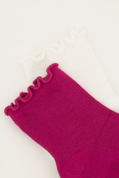 White and purple socks set with ruffle | My Jewellery