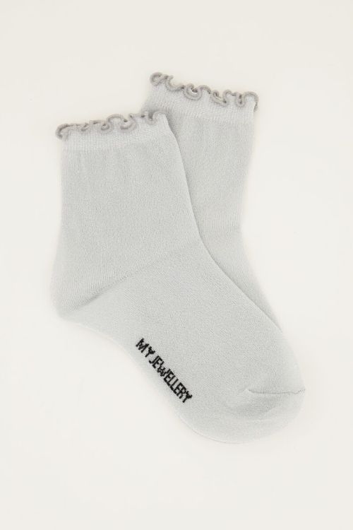 Silver socks with lurex and ruffle | My Jewellery