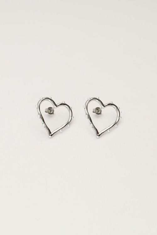 Studs with open heart and pearls | My Jewellery