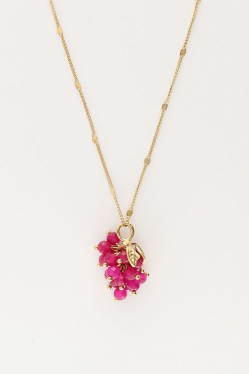 Necklace with fuchsia grape bunch