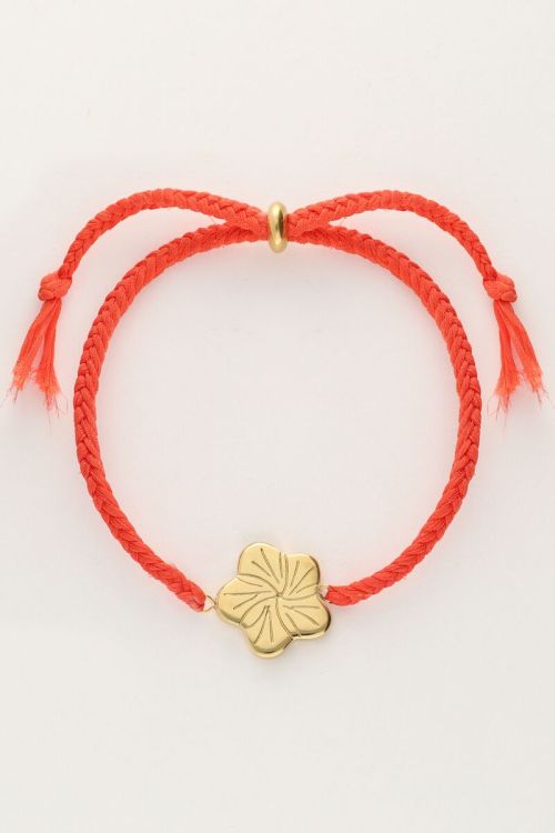 Art orange cord bracelet with flower | My Jewellery