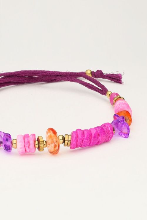 Art purple cord bracelet with pink beads | My Jewellery