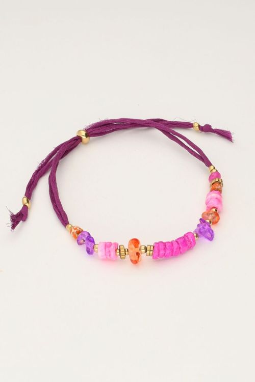 Art purple cord bracelet with pink beads | My Jewellery