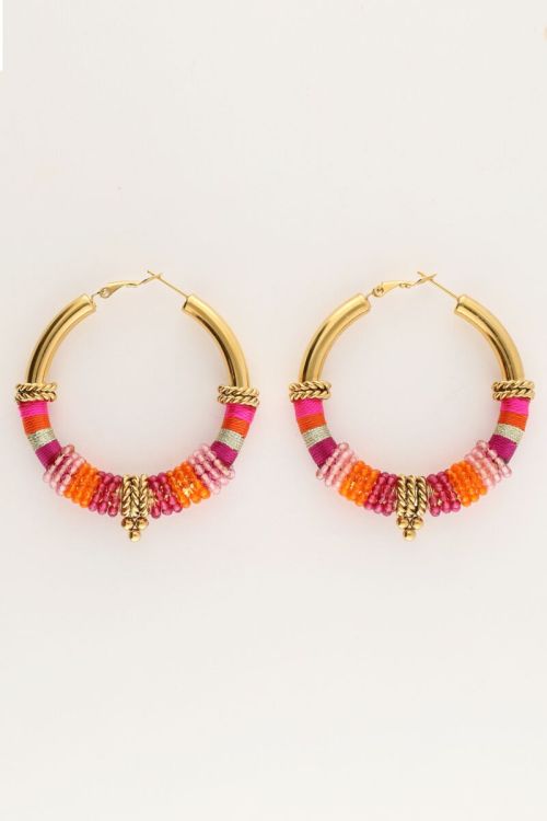 Boucles d'oreilles Art bali rose