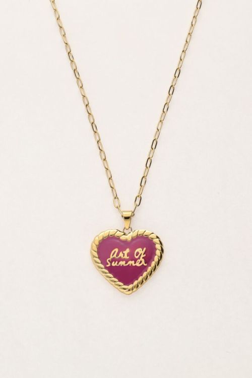 Art Gliederkette mit fuchsiafarbenem Vintage-Herz