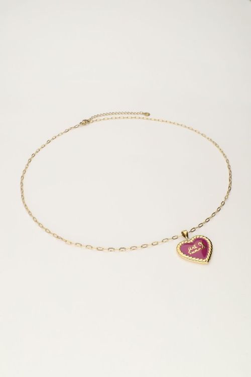 Art chain necklace with fuchsia vintage heart | My Jewellery