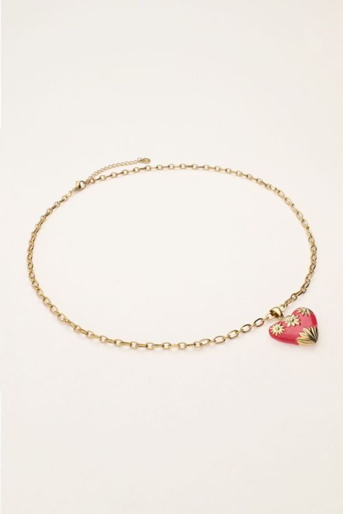 Art chain necklace with pink vintage heart | My Jewellery