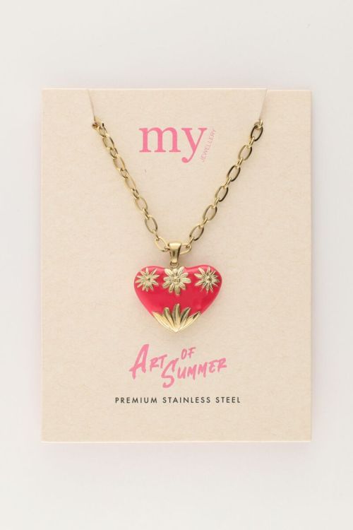 Art chain necklace with pink vintage heart | My Jewellery