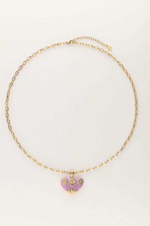 Art chain necklace with lilac vintage heart | My Jewellery