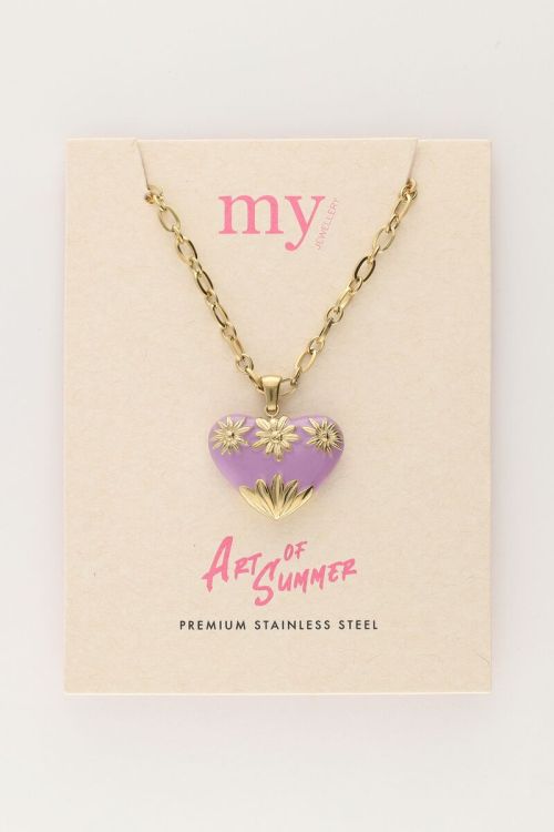 Art chain necklace with lilac vintage heart | My Jewellery