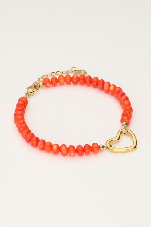 Orange beaded bracelet with heart | My Jewellery