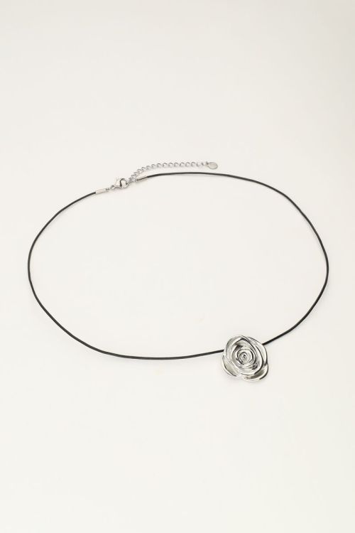 Vintage black cord necklace with rose | My Jewellery