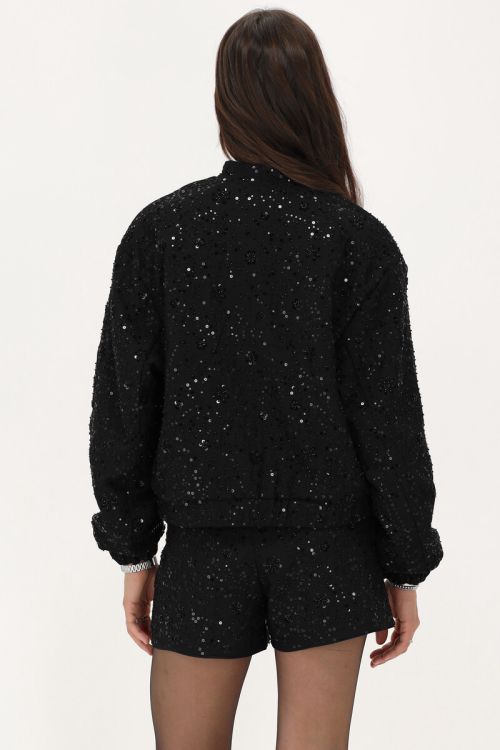 Black bomber jacket with sequins | My Jewellery