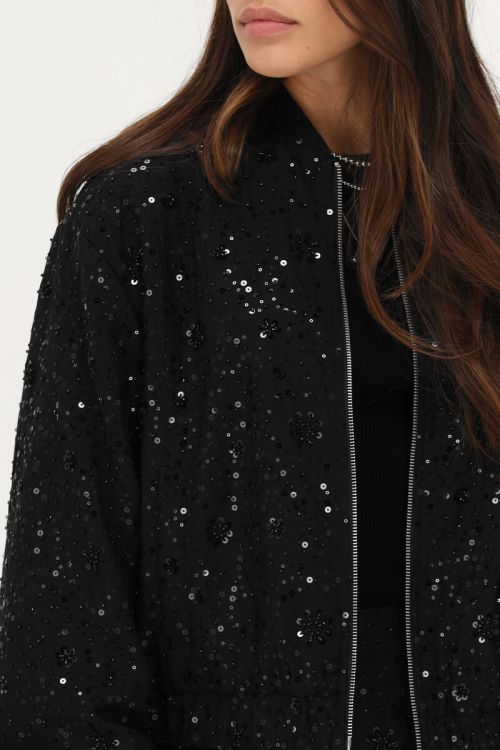 Black bomber jacket with sequins | My Jewellery