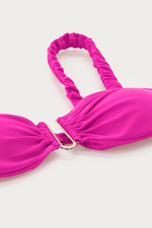 Neon pink bandeau bikini top U-shape  | My Jewellery