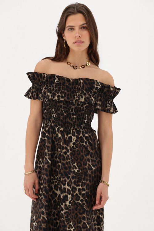 Leopard maxi dress with ruffles | My Jewellery