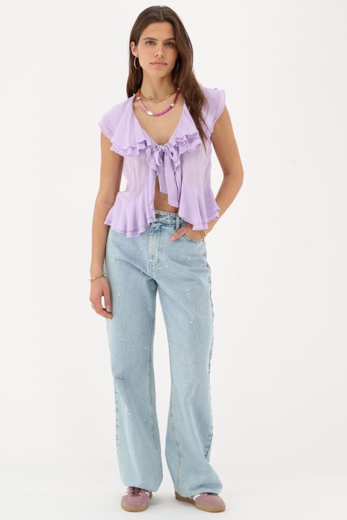 Lilac ruffle top with bow | My Jewellery