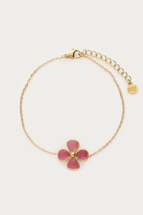 Botanical armband met roze klaver