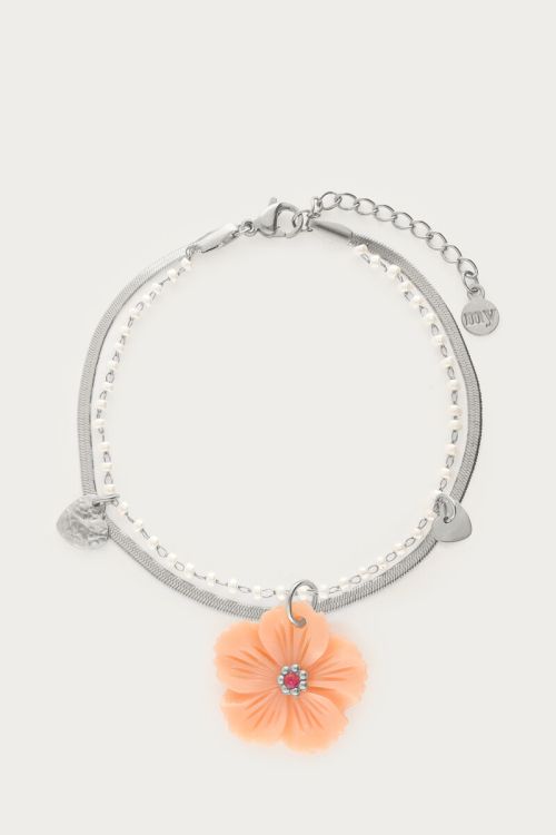 Botanical double bracelet with peach flower | My Jewellery