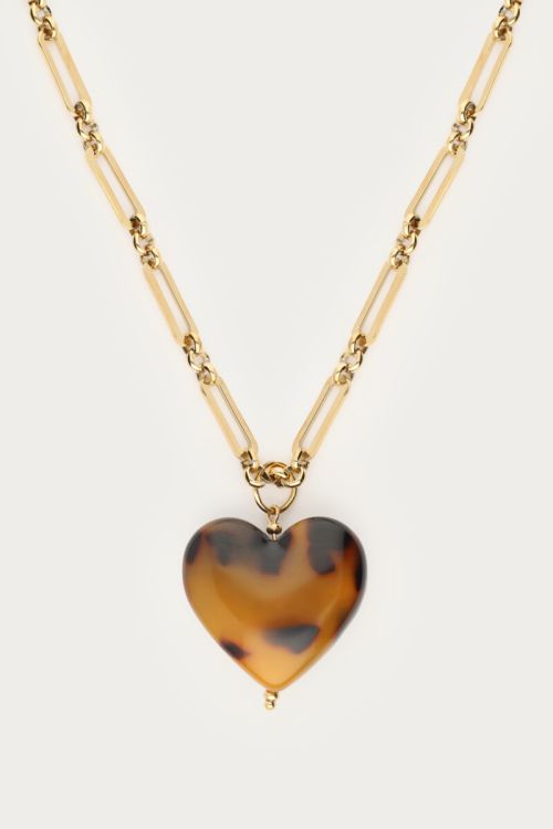 Long necklace with leopard print heart | My Jewellery