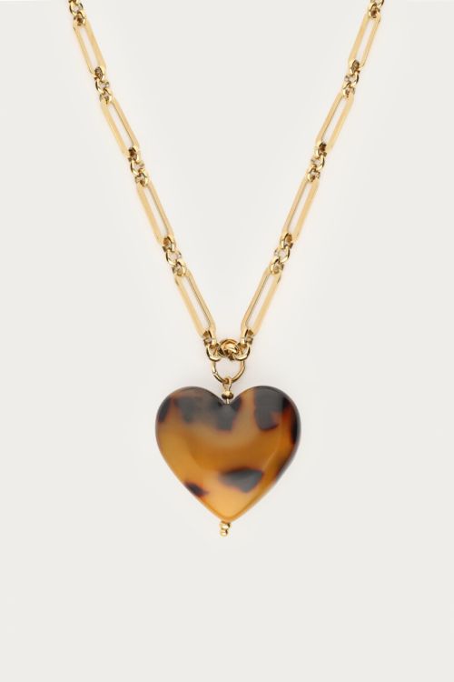 Long necklace with leopard print heart | My Jewellery