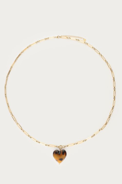 Long necklace with leopard print heart | My Jewellery