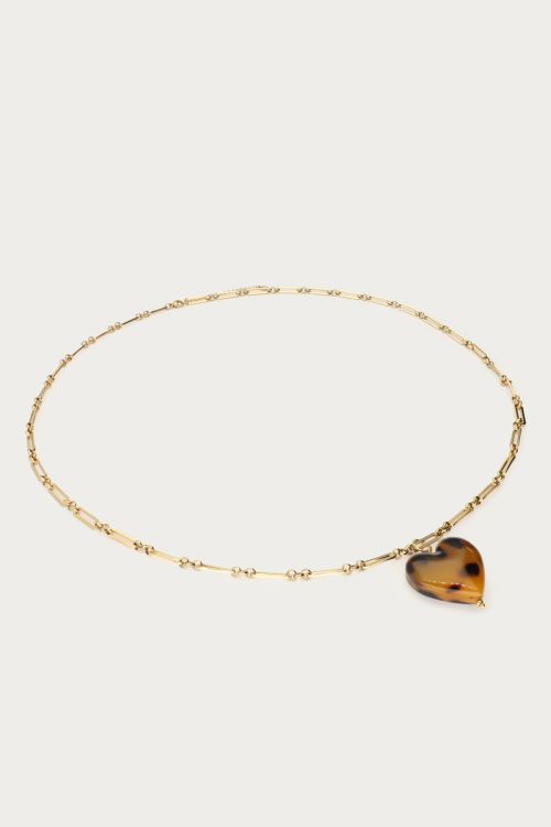 Long necklace with leopard print heart | My Jewellery