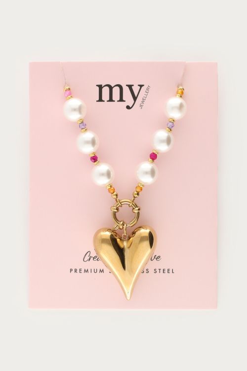 Statement necklace with faux pearls and heart | My Jewellery