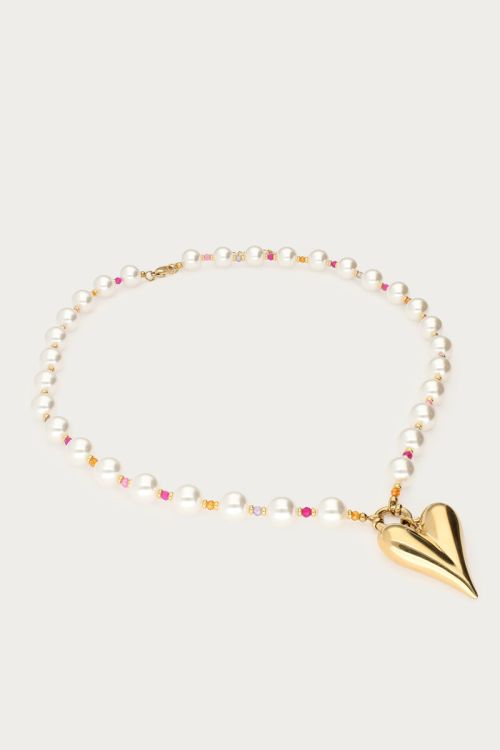Statement necklace with faux pearls and heart | My Jewellery