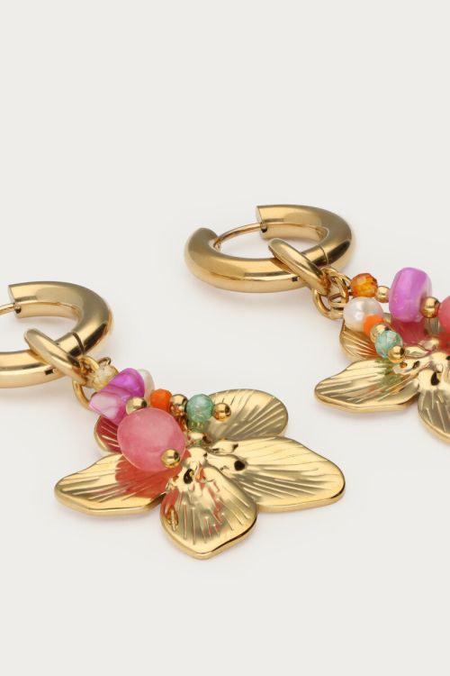 Statement  hoop earrings with flowers and beads | My Jewellery