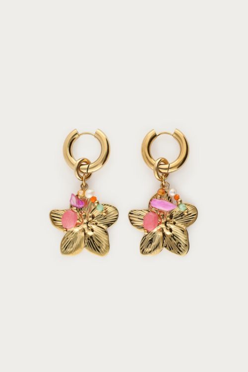 Statement  hoop earrings with flowers and beads | My Jewellery