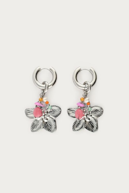 Statement  hoop earrings with flowers and beads | My Jewellery