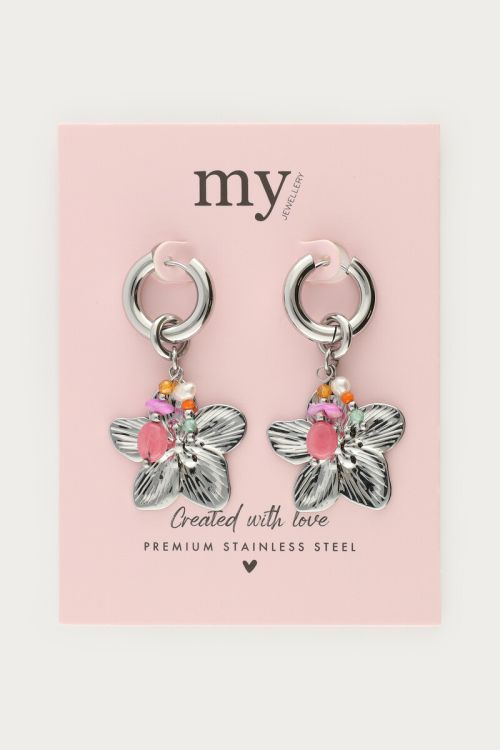 Statement  hoop earrings with flowers and beads | My Jewellery