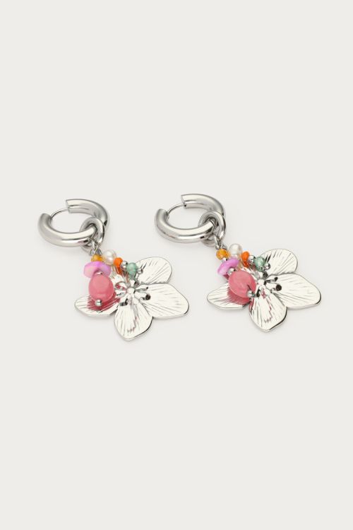 Statement  hoop earrings with flowers and beads | My Jewellery