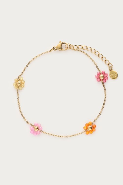 Minimalist bracelet with multicoloured floral beads | My Jewellery
