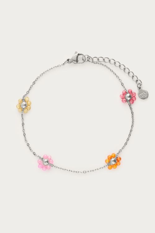 Minimalist bracelet with multicoloured floral beads | My Jewellery