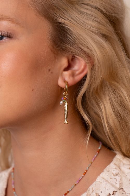 Drop earrings with fish charm | My Jewellery