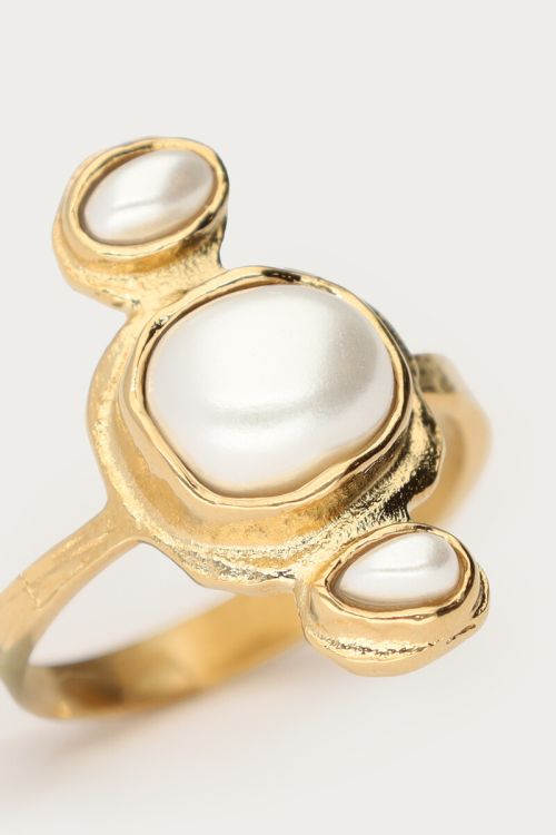 Ring with vertical faux pearls | My Jewellery