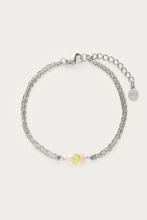 Bracelet with double chain & freshwater pearl stones | My Jewellery