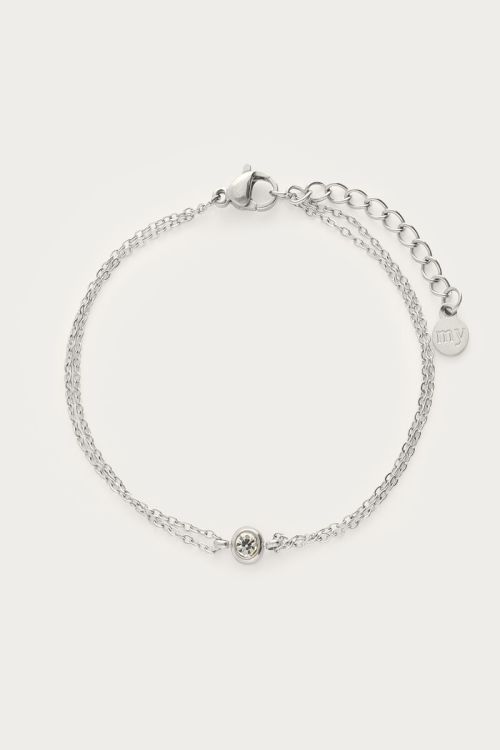 Bracelet with double chain & rhinestone | My Jewellery