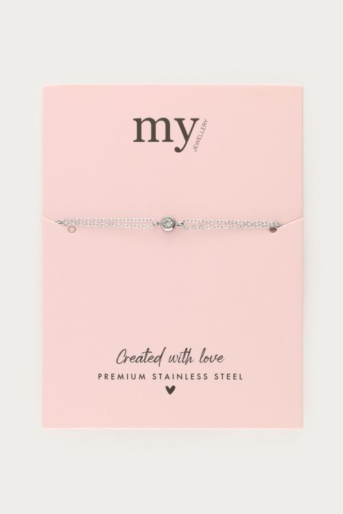 Bracelet with double chain & rhinestone | My Jewellery