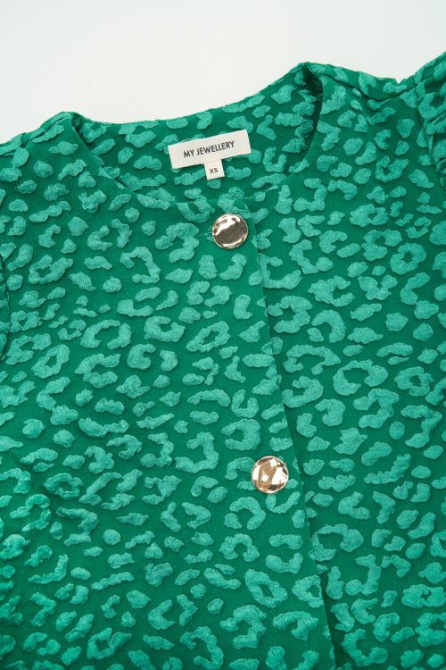 Green jacquard leopard top | My Jewellery