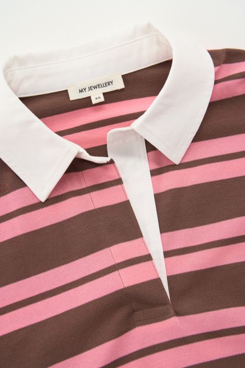 Brown-pink striped polo with long sleeves | My Jewellery