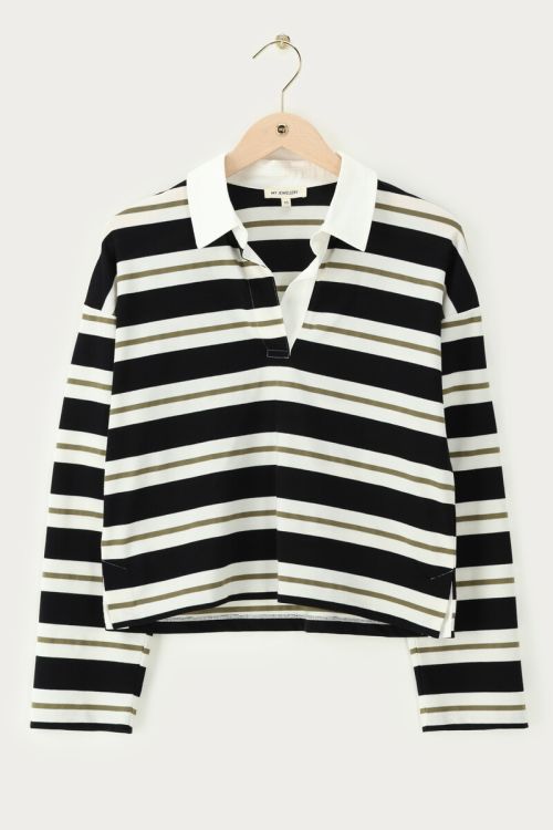 Black-green striped polo with long sleeves | My Jewellery