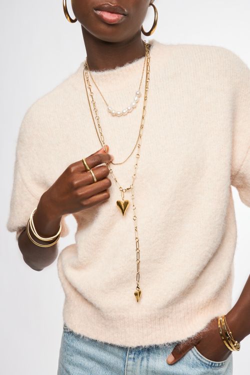 Long chain necklace Y-shape with hearts | My Jewellery